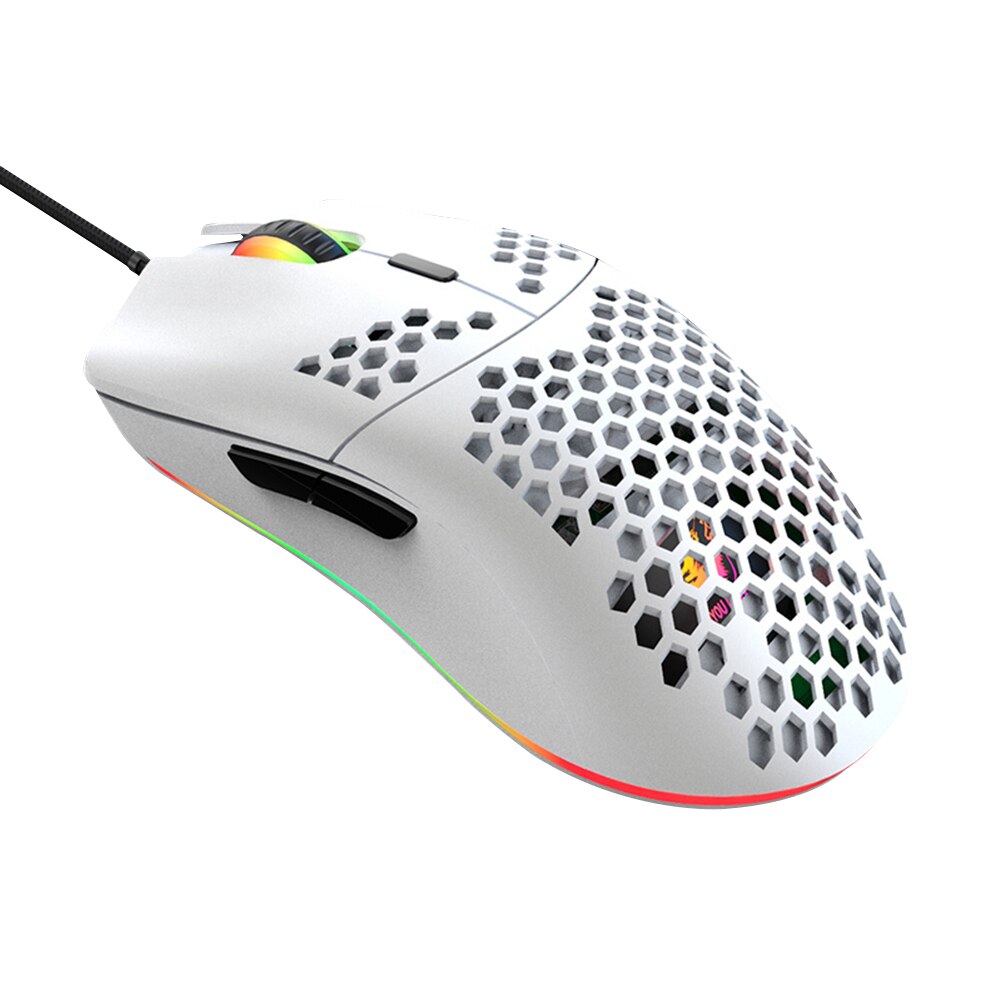 Gaming Mouse RGB Wired Mice School Offices 12000DPI Hollow Lightweight Working Decoration Gamers for ZIYOULANG M6: White