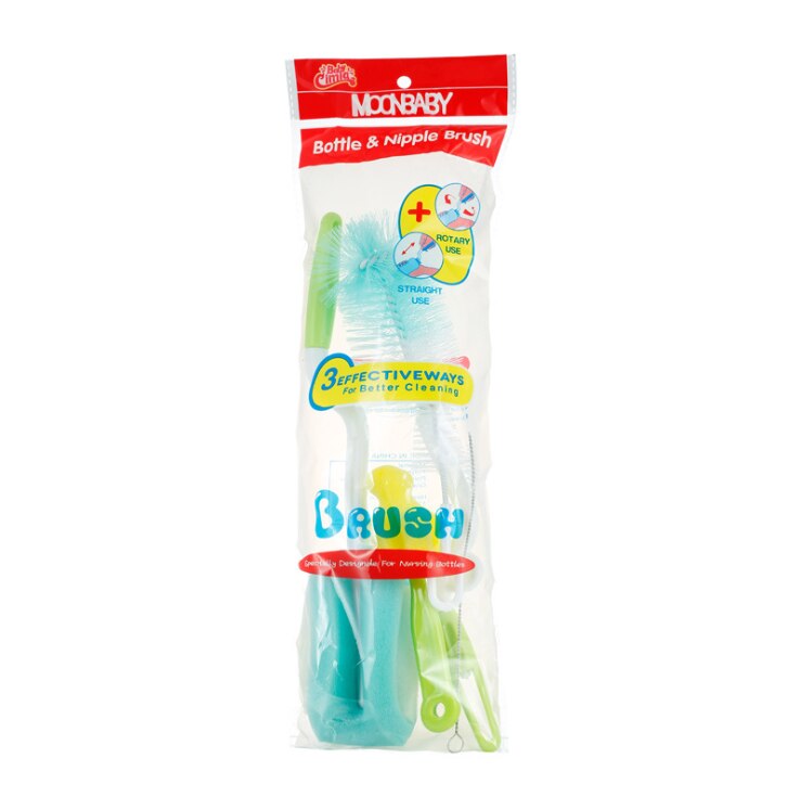 Brosse pour biberons rotative à 360 degrés, 5 pièces/lot, brosse pour -né, éponge de lavage en nylon, tasse de nettoyage, couleur aléatoire: green