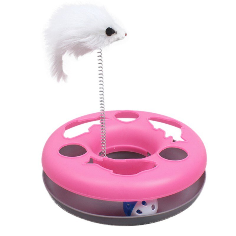 Toys For Cats Colo Colo Interactive Cat Training Toy Games For Cats Mouse Goods Single Layer Plate Turntable Cat Supplies: Pink