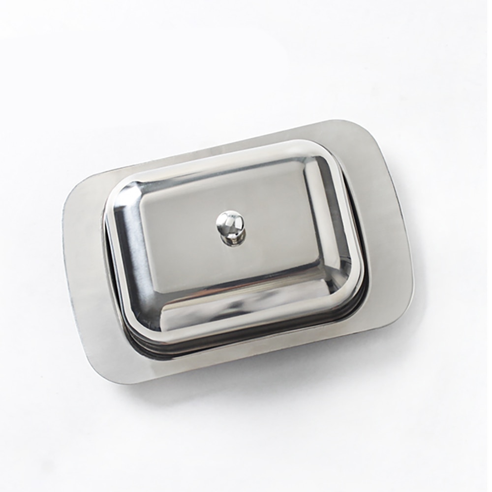 Butter Dish Stainless Steel Practical Fresh Keeping Butter Container Butter Box Butter Keeper Butter Tray Silver Home