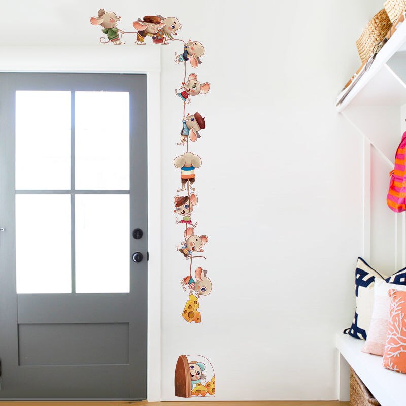 Cute Mouse Moving Model Sticker DIY Animal Wall Stickers For Room Decoration Bedroom Living Room Child Study Room Office Decor