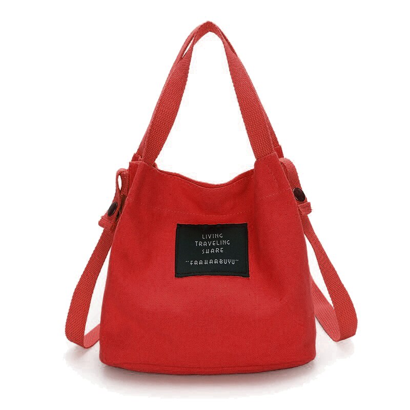 Abdb Mode Vrouwen Canvas Handtas Schoudertas Tote Purse Leuke Reizen Emmer Zak: Red