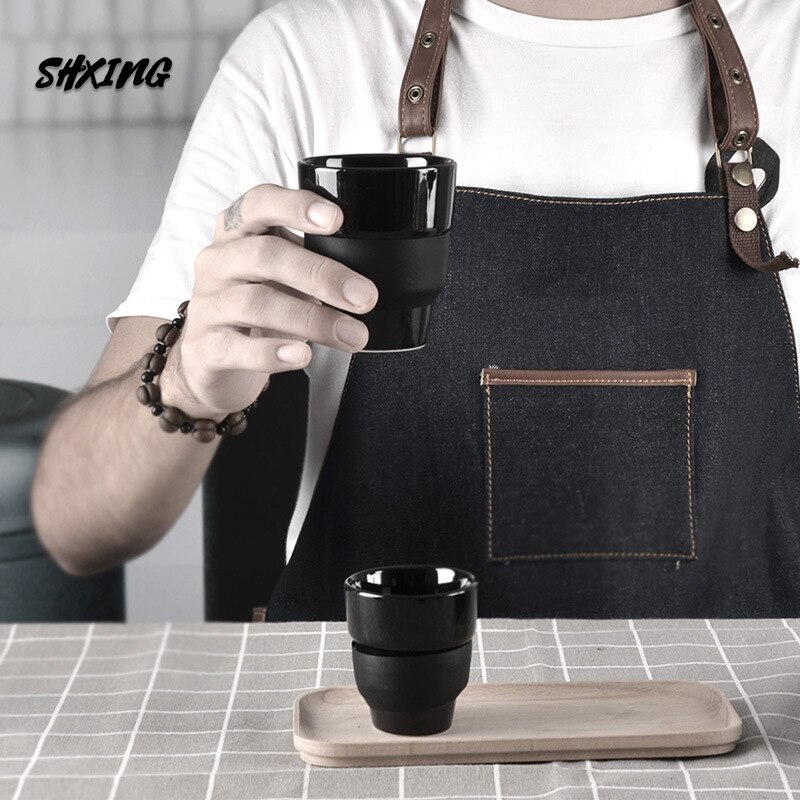 Classic Coffee Porcelain Espresso Cup Set Black Ceramic Coffee Cup milk jug Cappuccino Cup Italian Espresso Cup American Cup