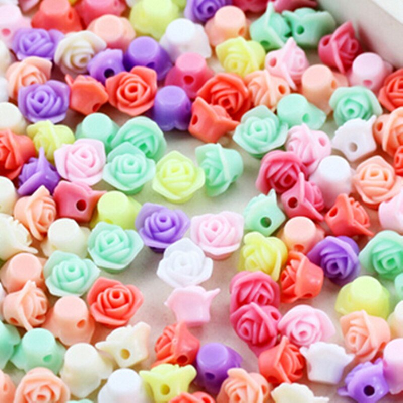 GHRQX Colorful roses loose beads DIY Beads Bracelet making 30 pcs