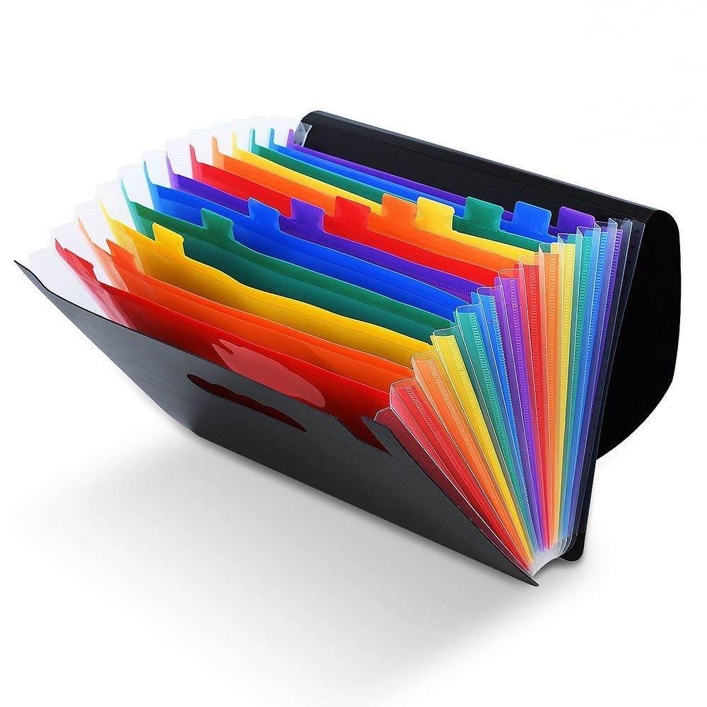 A4 File Folder Document Bag Receipt File Expanding Rainbow Bill Folders 13 Pockets Document Organizer Office Supplies Stationery
