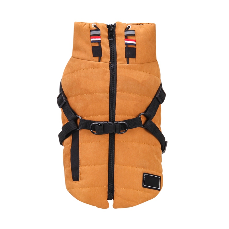 Winter Koud Weer Hond Warm Vest Multifunctionele Harness Kleren Huisdier Outdoor Wandelen Accessoires: Khaki / M