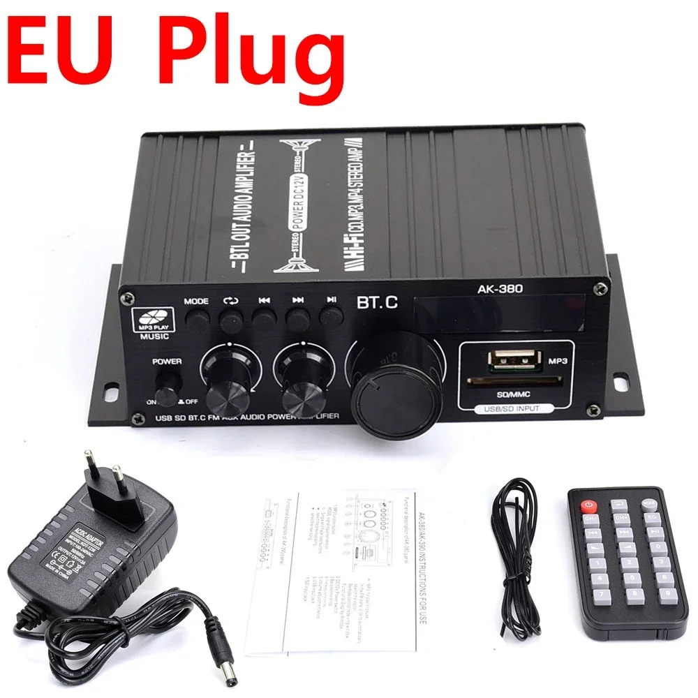 Sound Verstärker Kanal 2,0 HIFI Bluetooth 5 Verstärker Hause Digital Audio Verstärker 40 W + 40 W Musik Player AK380 für Auto MP3 Bass Trebl: Beige