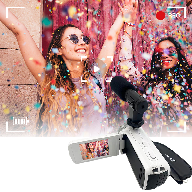 Digitale Camera Met Microfoon 1080P Hd Hoge Resolutie Flip Selfie Scherm Lichtgewicht En Draagbaar Voor Feesten Bruiloften