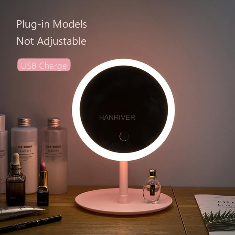 LED Makeup Mirror Backlit Circle Light Vanity Natural White Cosmetic Folding Adjustable Touch Screen Mirror Storage Base 3 Modes: 1 Light LED Mirror