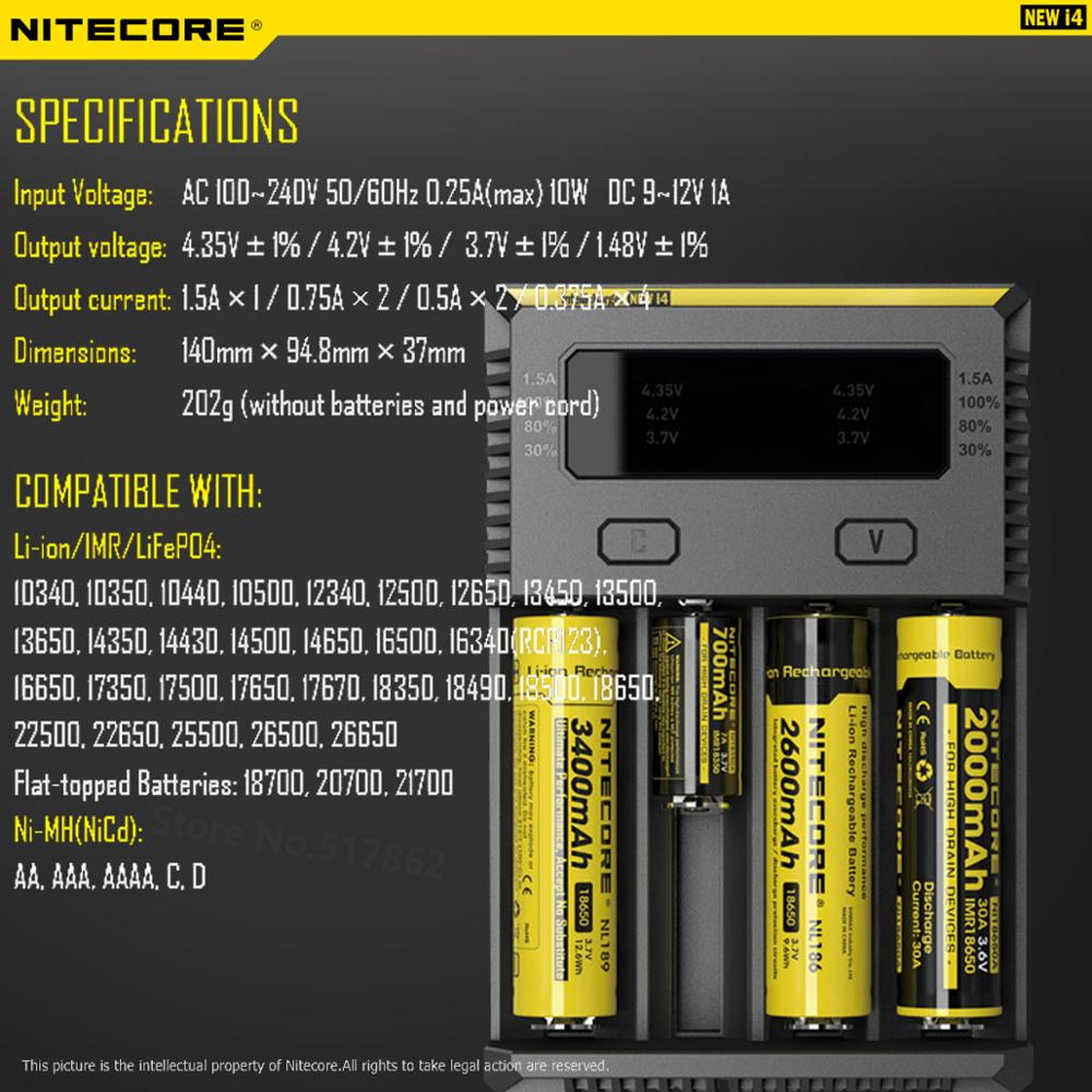 100% Originele Nitecore I4 Digicharger Batterij Charger Nitecore Charger Voor 26650 18650 18350 16340 14500 10440