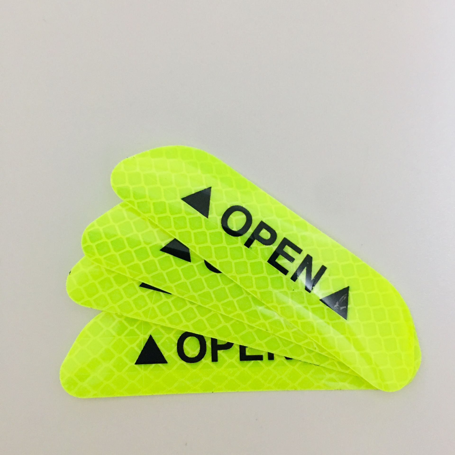 4Pcs/Set Car Door Stickers DIY Car OPEN Reflective Tape Warning Mark Reflective Open Notice Bicycle Accessories Exterior