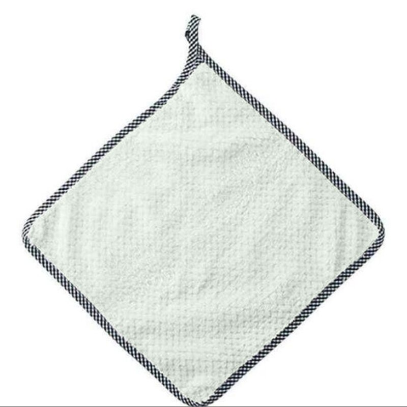 10Pcs/pack Hanging Coral Fleece Hand Towel Rag Kitchen Cleaning Towel Lint-free Absorbent Dish Towel Handkerchief Cloth: Bean Green