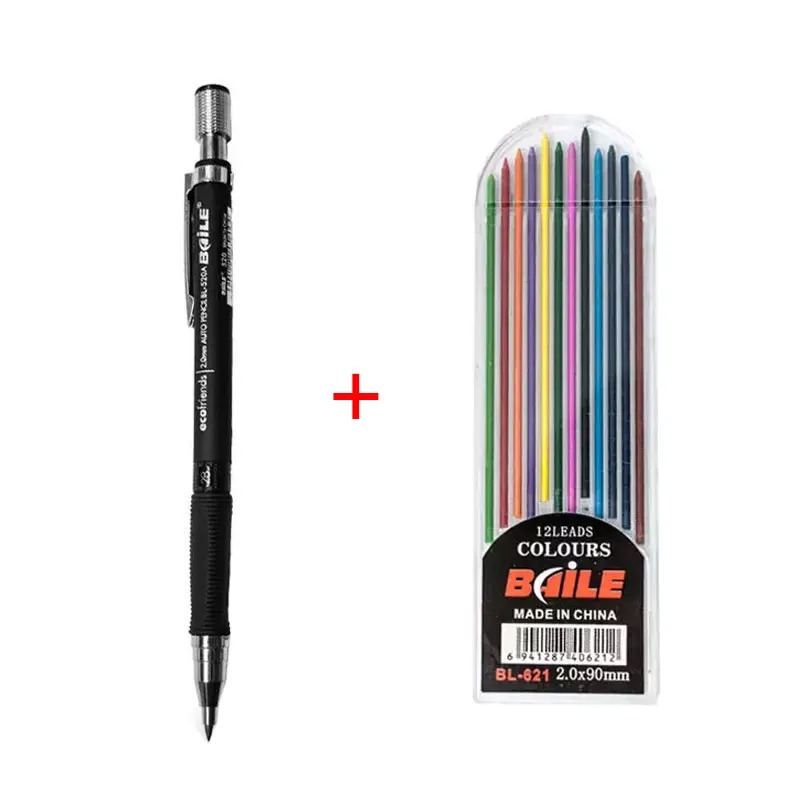 2,0 mm Druckbleistift-Set 2B, automatische Bleistifte mit farbigen/schwarzen Minenminen für Entwurfszeichnungen, Schreiben, Basteln, Kunstskizzen: Burgunderrot