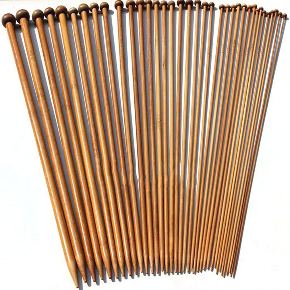 36 stks/set Verkoolde Bamboo Haak 2-10mm Enkele Puntige Smooth Breinaalden voor Sjaal Trui Breien Tools