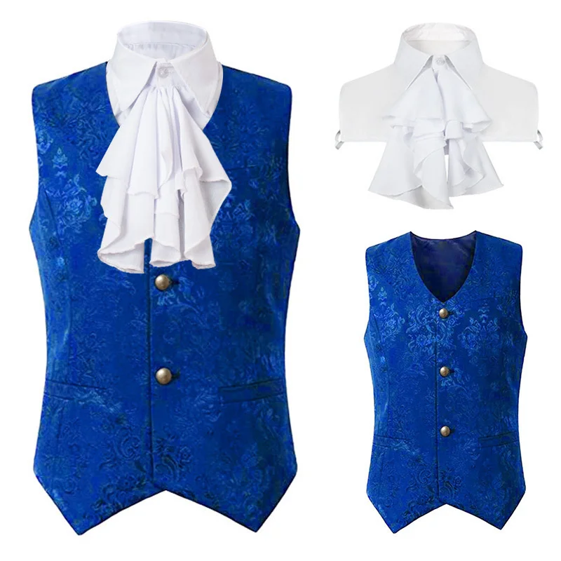 Gilet Steampunk Renaissance pour hommes, manteau gothique Jacquard, simple boutonnage, robe formelle d'affaires, pour costume, 2024: L / Black