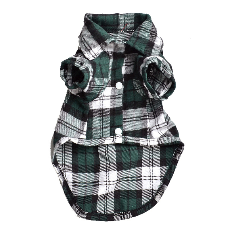 Spring Summer Clothes For Small Dogs Cats Classic Plaid Puppy Pet T-shirt Dog Shirts Cotton Chihuahua Yorkshire Vest Clothing: Green / XS