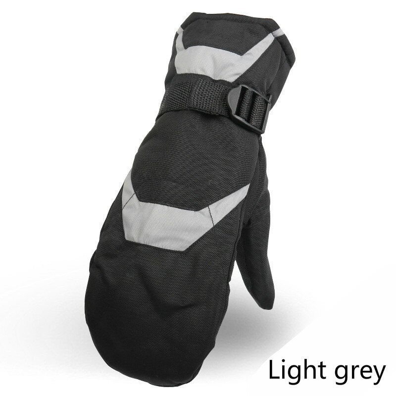 Winter de man wanten van skihandschoenen thermische bescherming waterdichte ski rijhandschoenen: Lichtgrijs