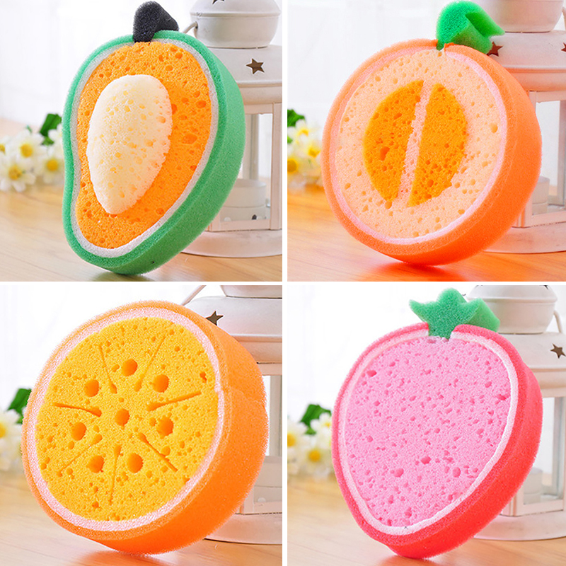 Esponja de limpieza con forma de fruta, utensilio de limpieza fuerte, ideal para cocina, baño, 12x12x3cm, 1 Uds.