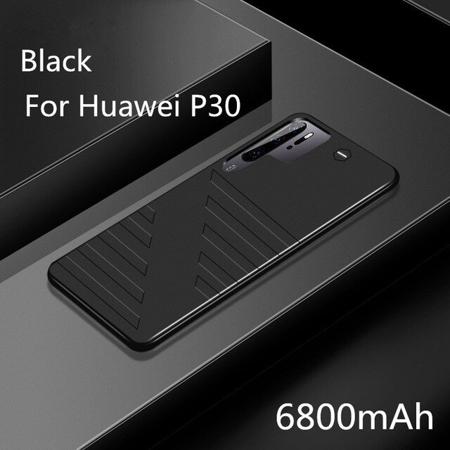 Kqjys 6800Mah Draagbare Batterij Oplader Gevallen Voor Huawei P30 Pro Batterij Case Power Bank Opladen Cover Power Case Voor huawei P30: Black for P30