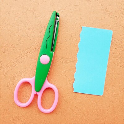 JTSIP Kids Safety Lace Scissors Stainless Steel Plastic Scissors School Paper Cutter Tool Six Patterns Set Children DIY Scissors: F 1PCS