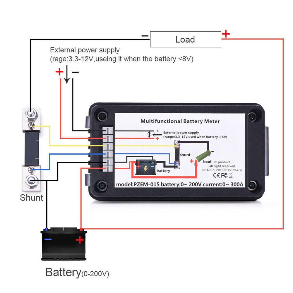 Med bakgrunnsbelysning 0-200v solenergi-Observere lcd-skjerm batteritester voltmeter engelsk spenning enkel installering bil bærbar