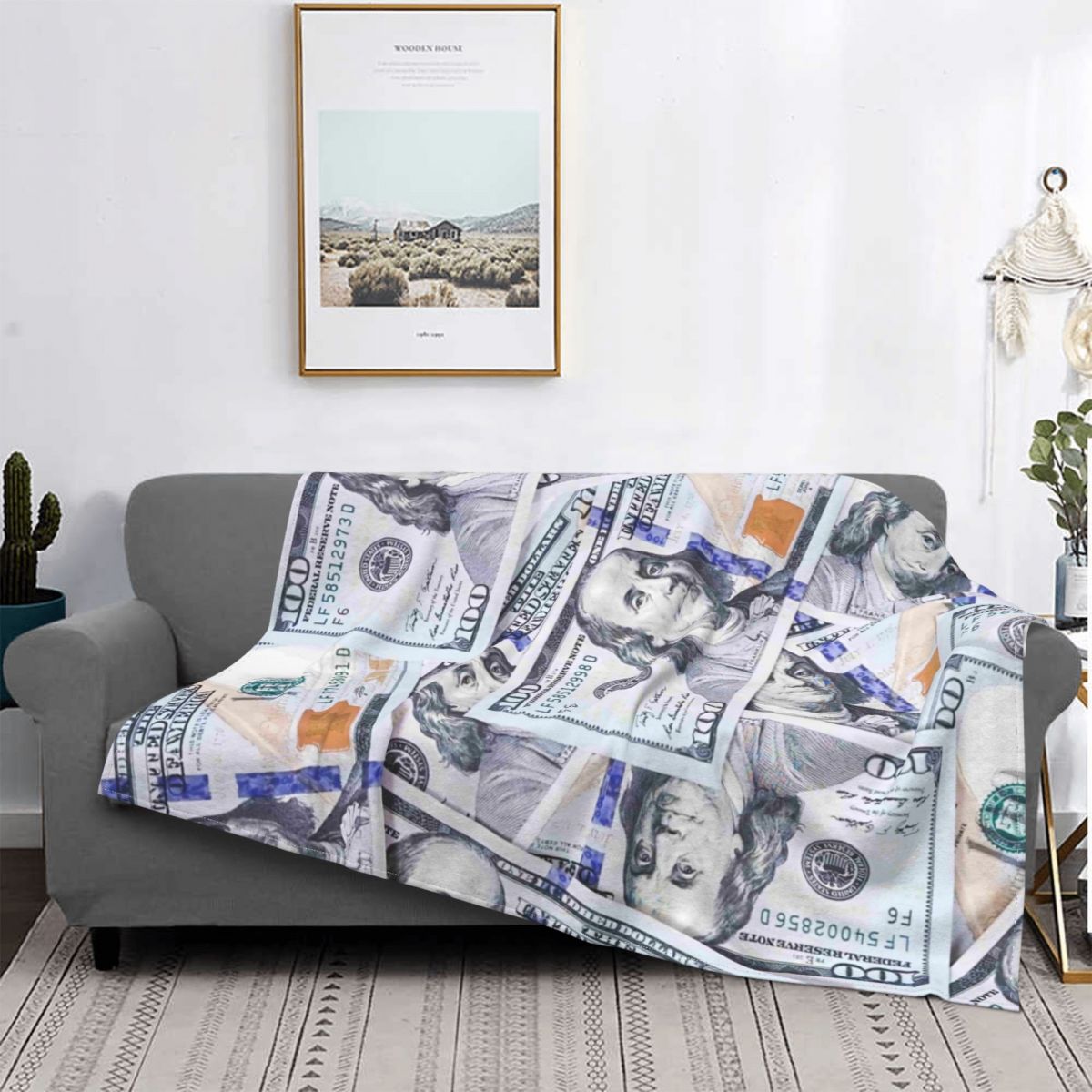 Dollar Dekens Fleece Decoratie Ultra-Zachte Dekens Gooien Voor Beddengoed Slaapkamer Pluche Dunne Quilt: 200x150cm