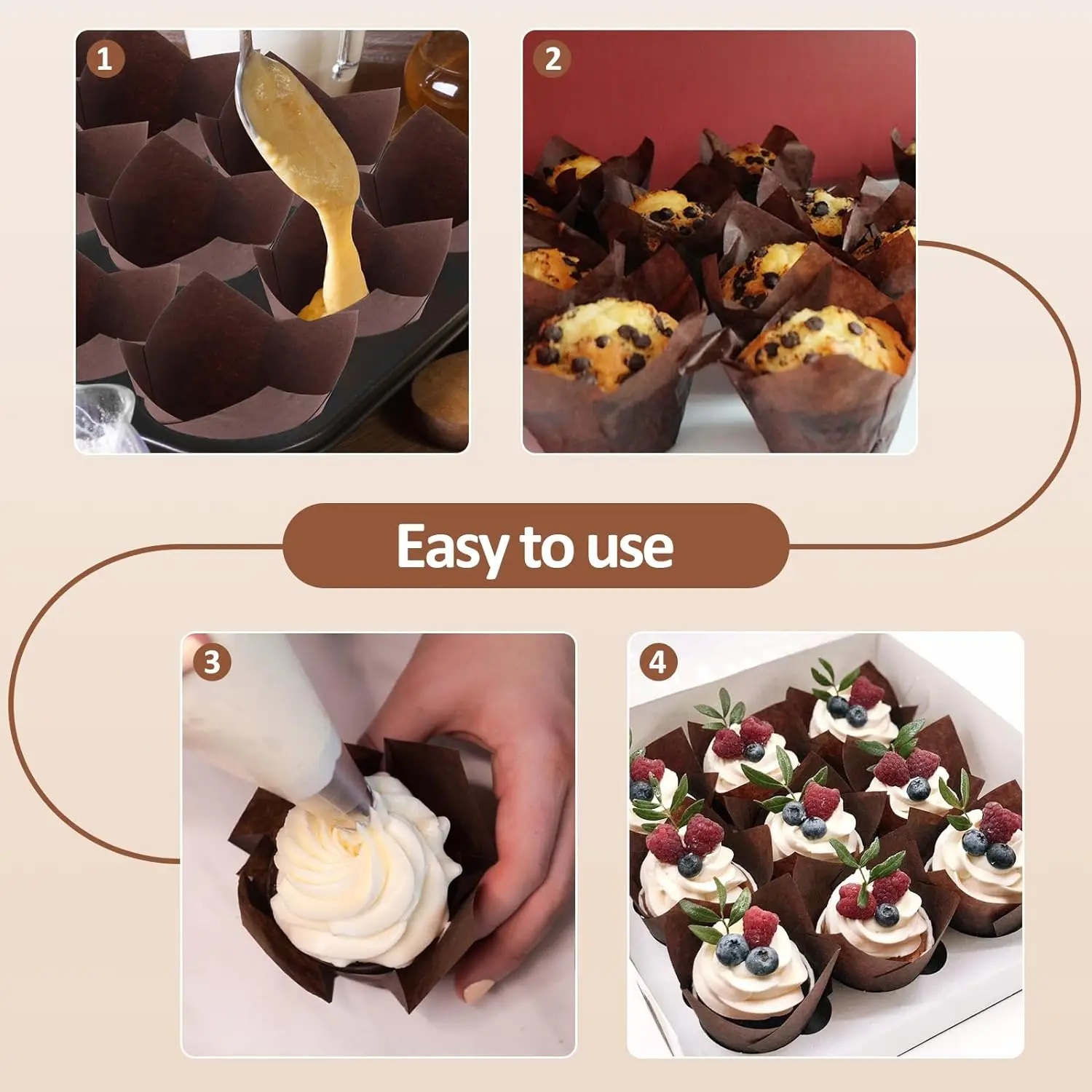 50Pcs Newspaper Style Cupcake Liner Baking Cup For Wedding Party Caissettes Tulip Muffin Cupcake Paper Cup Oilproof Cake Wrapper