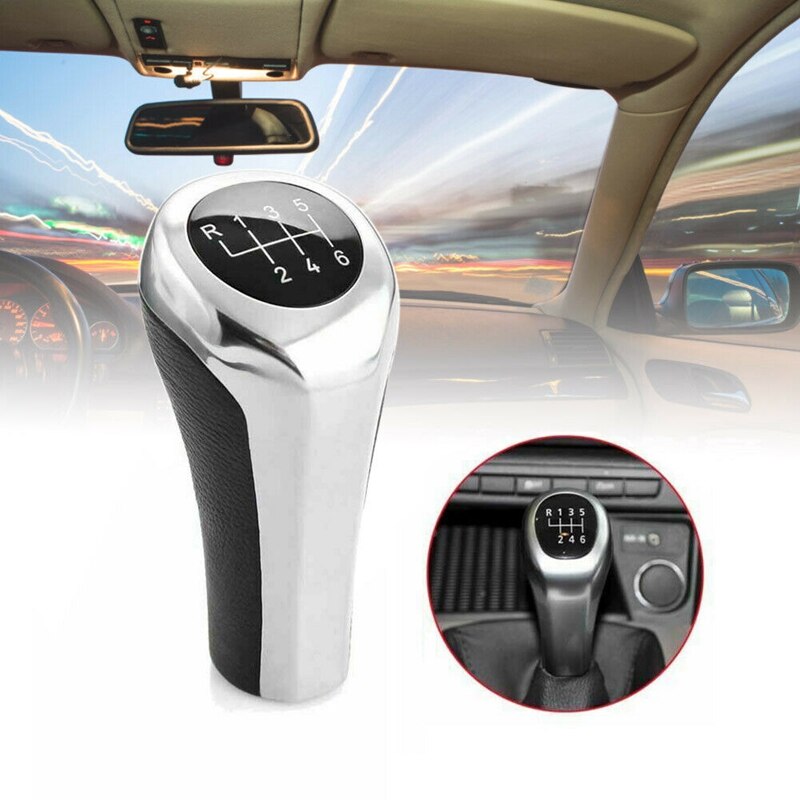 6 Speed Gear Shift Knob Shifter Knob Black and Chrome Gloss for BMW E60 E61 E65 E81 E83 E84 E87 E90 E91 E53