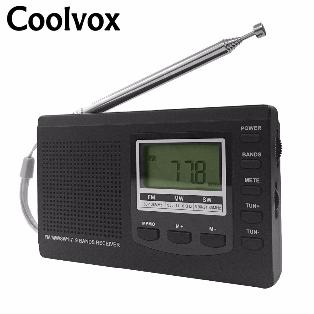 Coolvox CRD-310 Portable Full-band FM/MW/SW Multiband Stereo Digital Tuner Shortwave Radio REC External Antenna Build-in Clock