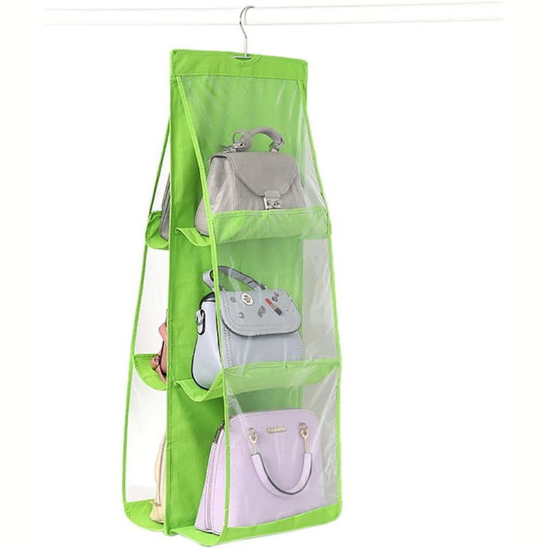 Support de rangement pour sac à main, organisateur peu encombrant, étagère transparente, collection de sacs, armoire, Cisco, confronse, 8 poches: jaune clair