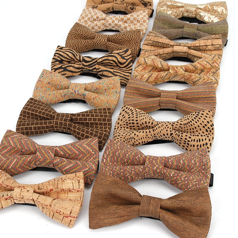 Pajarita de madera de corcho para hombre, pajaritas de madera a rayas Vintage, accesorios de mariposa para boda, negocios informales, Retro, novedad