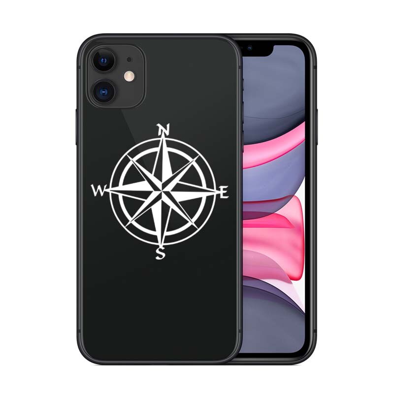 Autocollant boussole en vinyle , pour iPhone 13 Pro Max 12 Mini One Plus 10 Samsung Xiaomi Google Smartphone, décalcomanie Asus Mobile Skin: White Decal