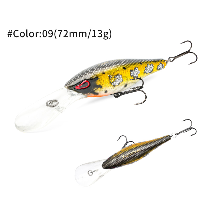 MSEASFREE Señuelo de pesca flotante Minnow, cebo duro Artificial, sonajero de 72mm y 13g, Wobblers de agua dulce para Lucio, aparejos de pesca: Amarillo claro