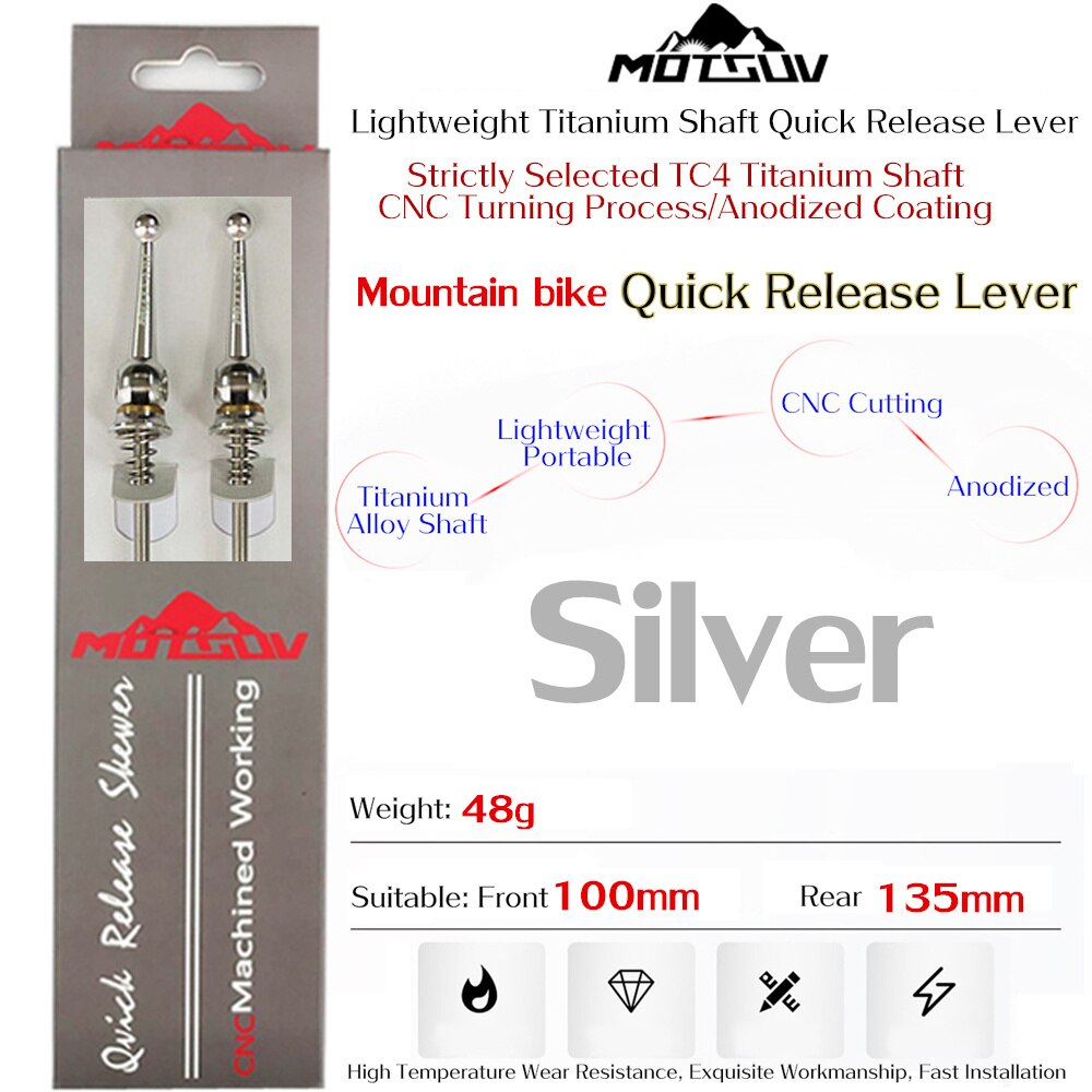 MOTSUV Folding bike Titanium Ti Skewer QR Quick Release Skewer lever MTB Road Cycling Hub Road Bike Quick Release Bicycle Parts: Mountain bike Silver