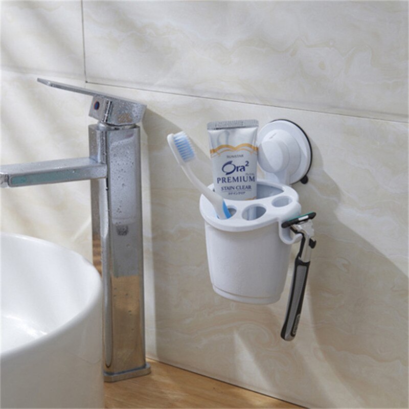 Multifunction White Wall Mounted Toothbrush Holder Bathroom Products Toothpaste Holder Palstic Shaver Holder Bathroom Tool