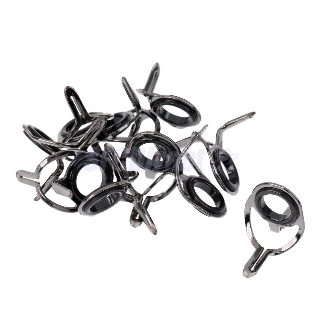 10Pcs Ceramic Rod Eye Rings Fishing Rod Guides Tip Stainless Steel Frame Rod Tips Building Component