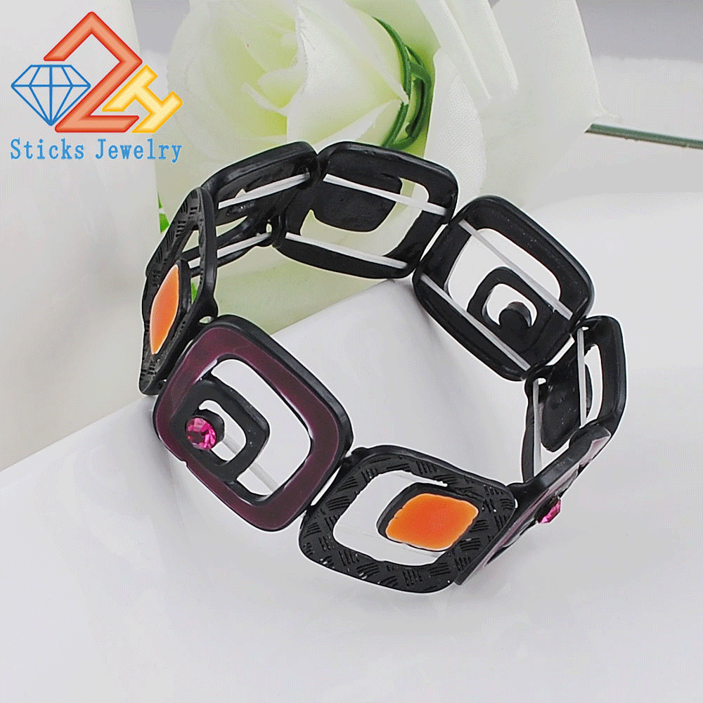 Charm Black Drip Stretch Geometrische Vormen Armband