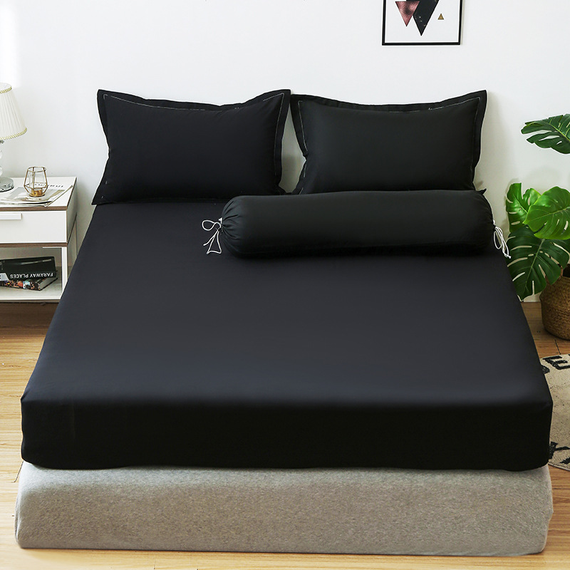 Effen Kleur Zwart All-Inclusive Matrashoes Zachte Schuren Koning Queen Size Bed Hoeslaken Niet Inclusief Kussensloop