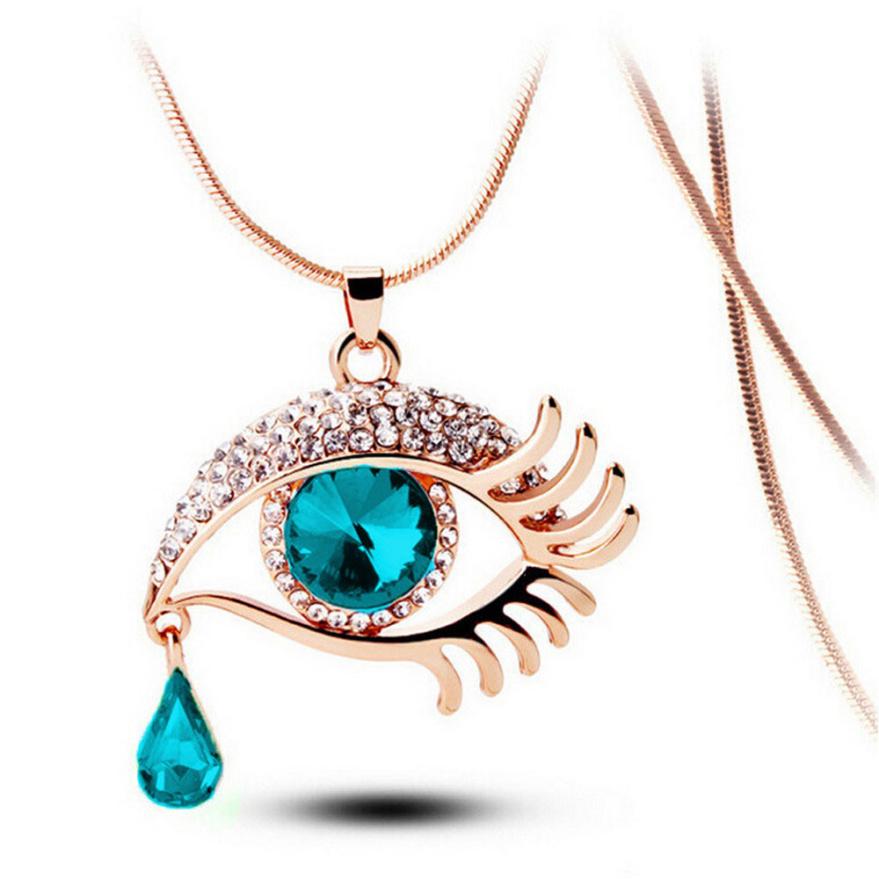 OTOKY Chain Necklaces Crystal Magic Eye Tear Eyelashes Pendant Long Necklace Collana Jewelry Mar13: A