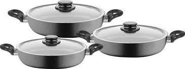 Cem Steen Koekenpan Non-stick Pan Set Van 3 Met Deksels 18 Cm 20 Cm 22 Cm Ei Pannen met Handvatten
