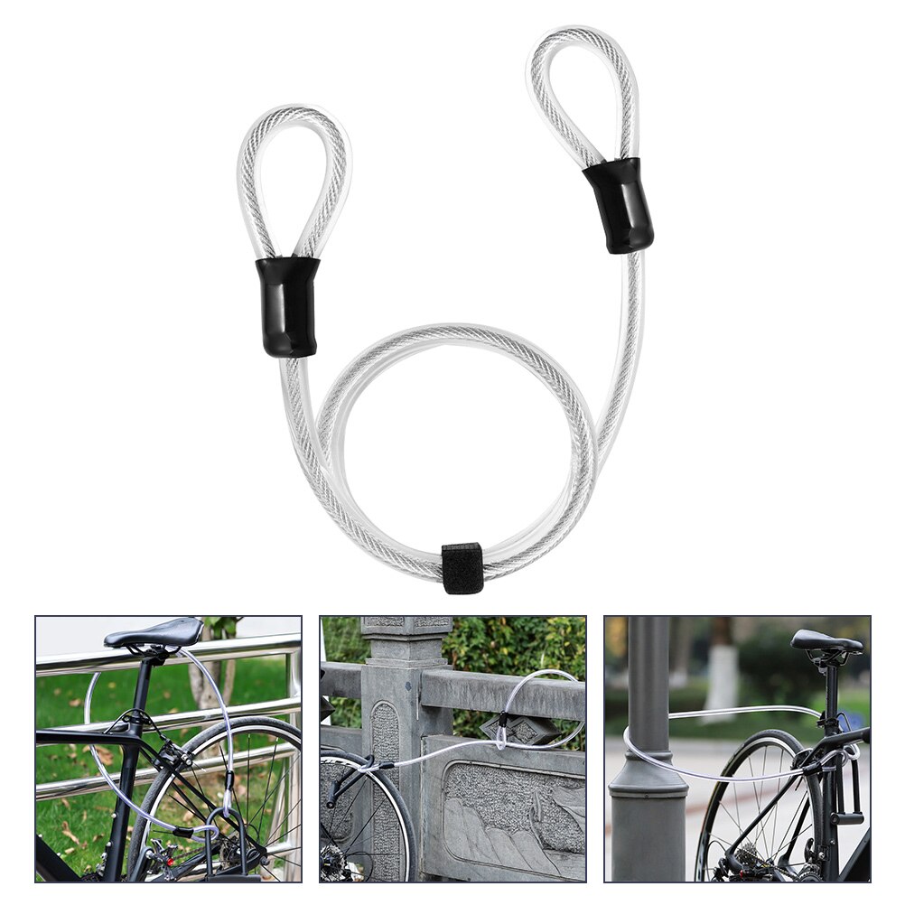 1pc Security Double Loop Coated Bike Lock Wire Bike Lock Cable For D-Lock U-Lock