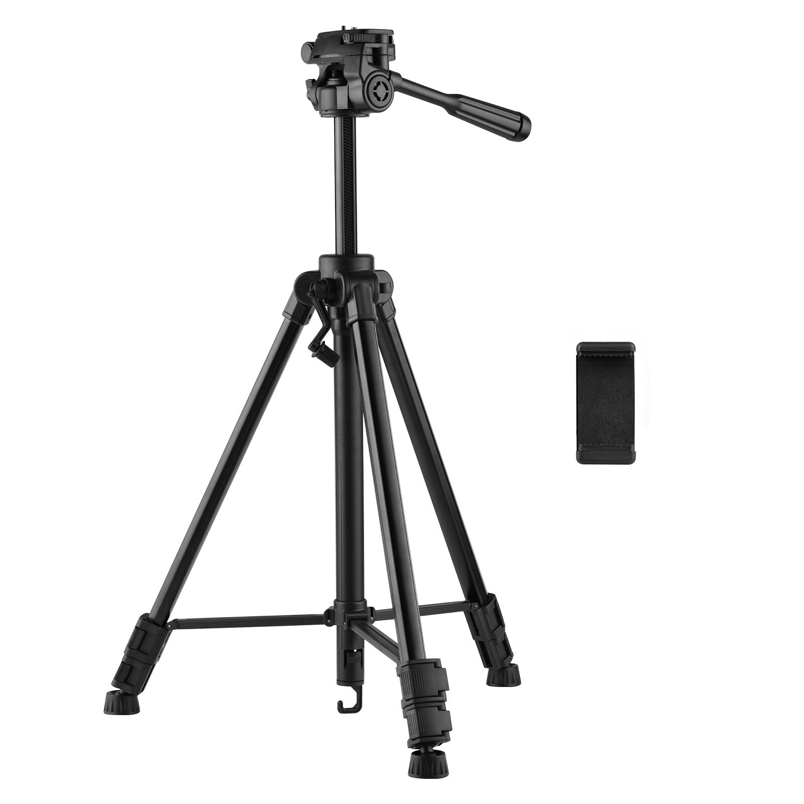 Photography Tripod Stand Aluminum Alloy 150cm 3-Section 3-Way Hydraumatic Head Universal 1/4 Mounting Bubble Level Phone Holder