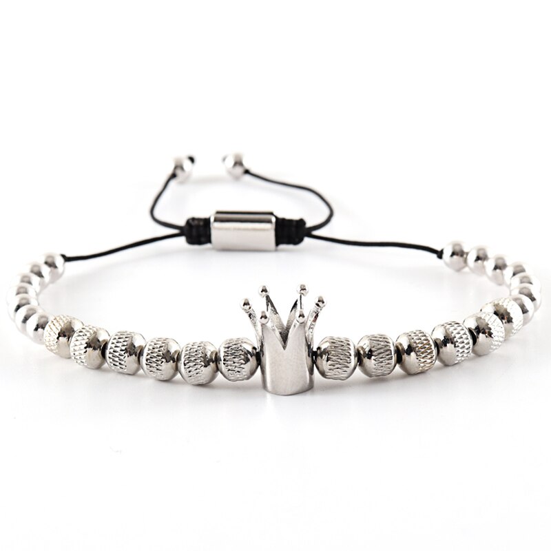 2022 Kroon Charme Armband Mannen Eenvoudige Klassieke Verstelbare Touw Handgemaakte Weave 6Mm Bead Armband Voor Mannen Sieraden: 1
