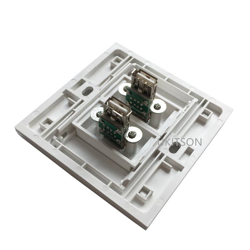 Dual USB2.0 Port Wall Panel Outlet 2 USB Socket Faceplate 86x86mm For Data Transfer
