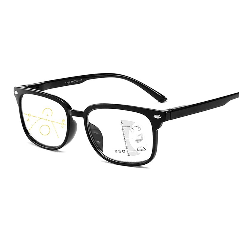 Progressive Reading Glasses Men Women Multifocal Presbyopic Glasse See Far Near Anti-blue Light Low Bridge Big Full Frame: +300 / Black