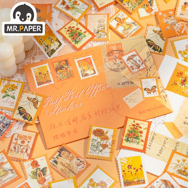 Mr.Paper 8 Coated Paper Sticker Pack Forgotten Post Office Series Decorative Paper Scrapbook Decorative Collage Sticker