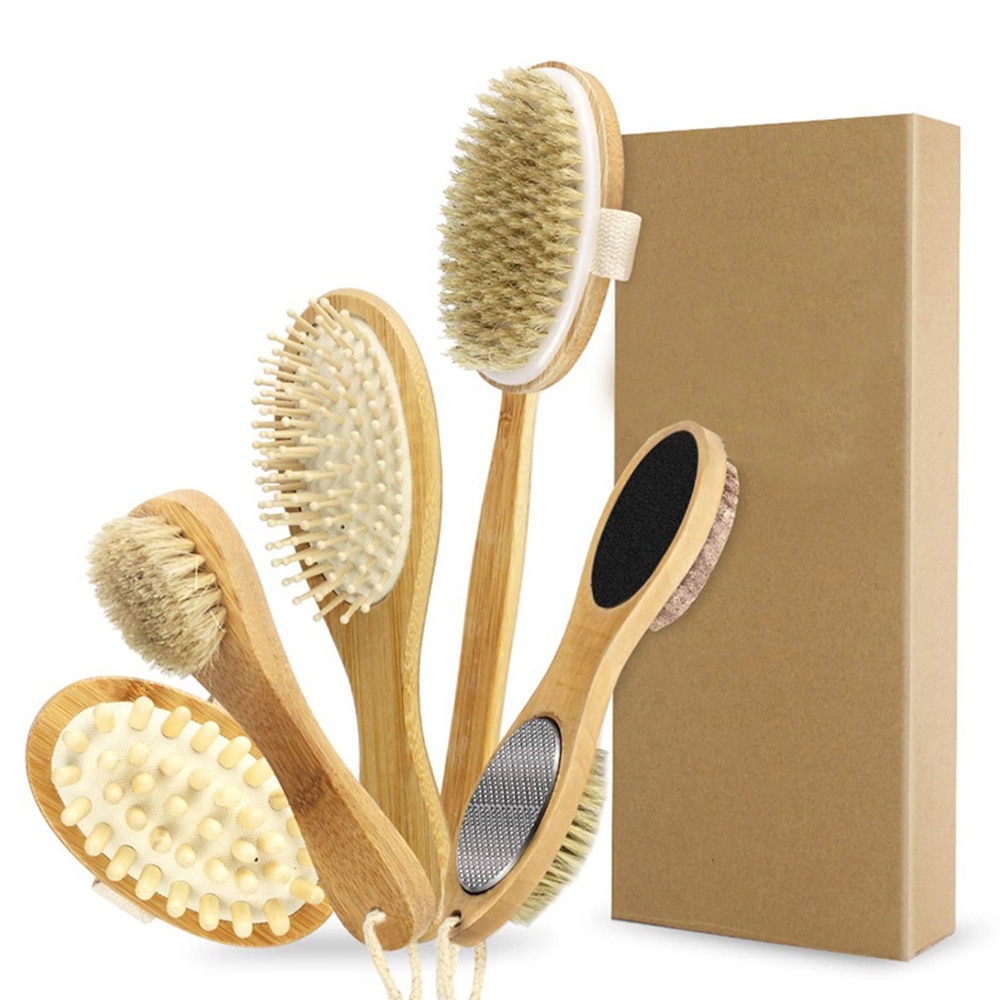5 stk kropsmassage børste til bad bløde børster badescrubber massager til hår hoved bagben fod eksfolierer og fjerner død hud