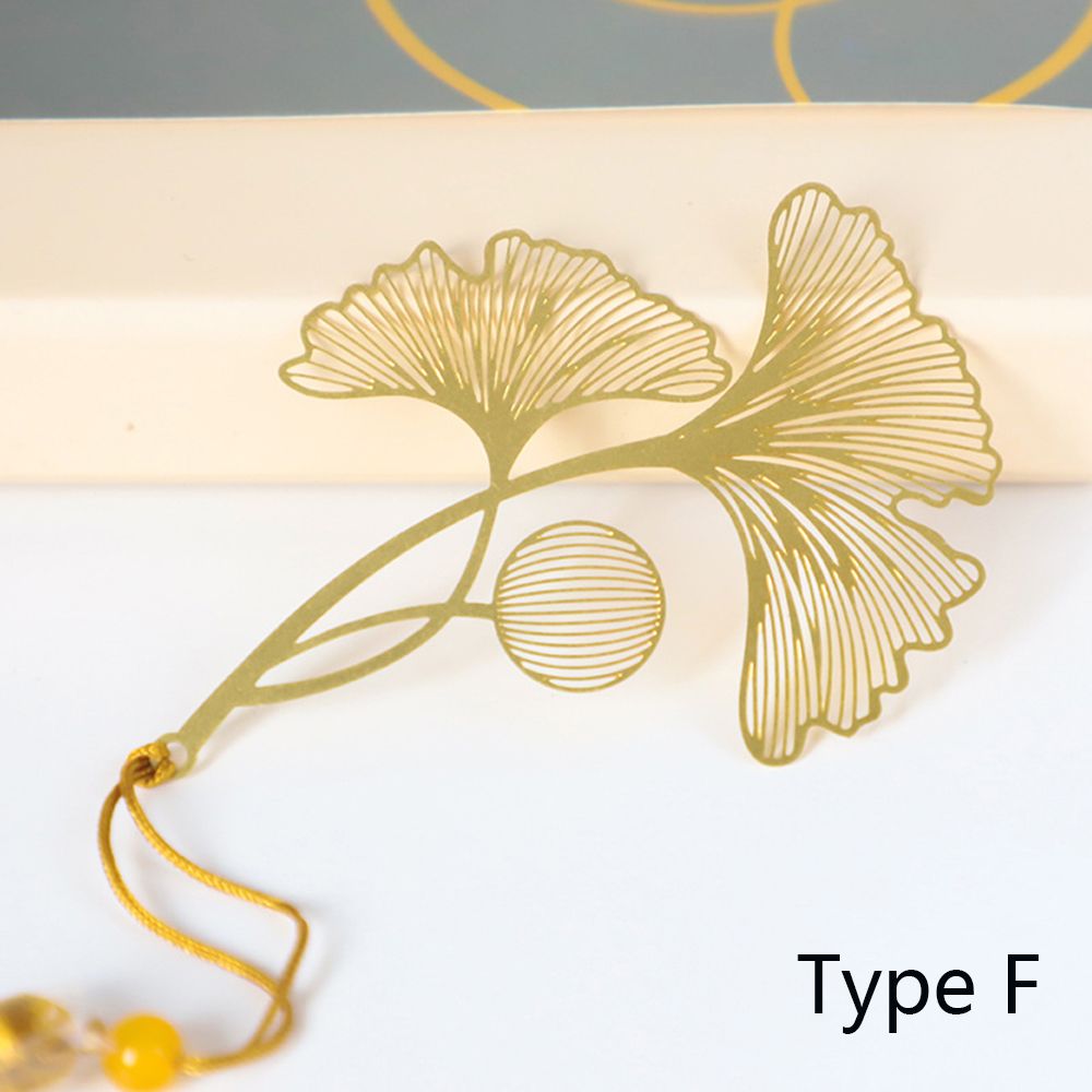 Metal Leaf Bookmark Hollowed Out Brass Leaf Vein Cultural Student Supplies Office School Stationery Accessories: F