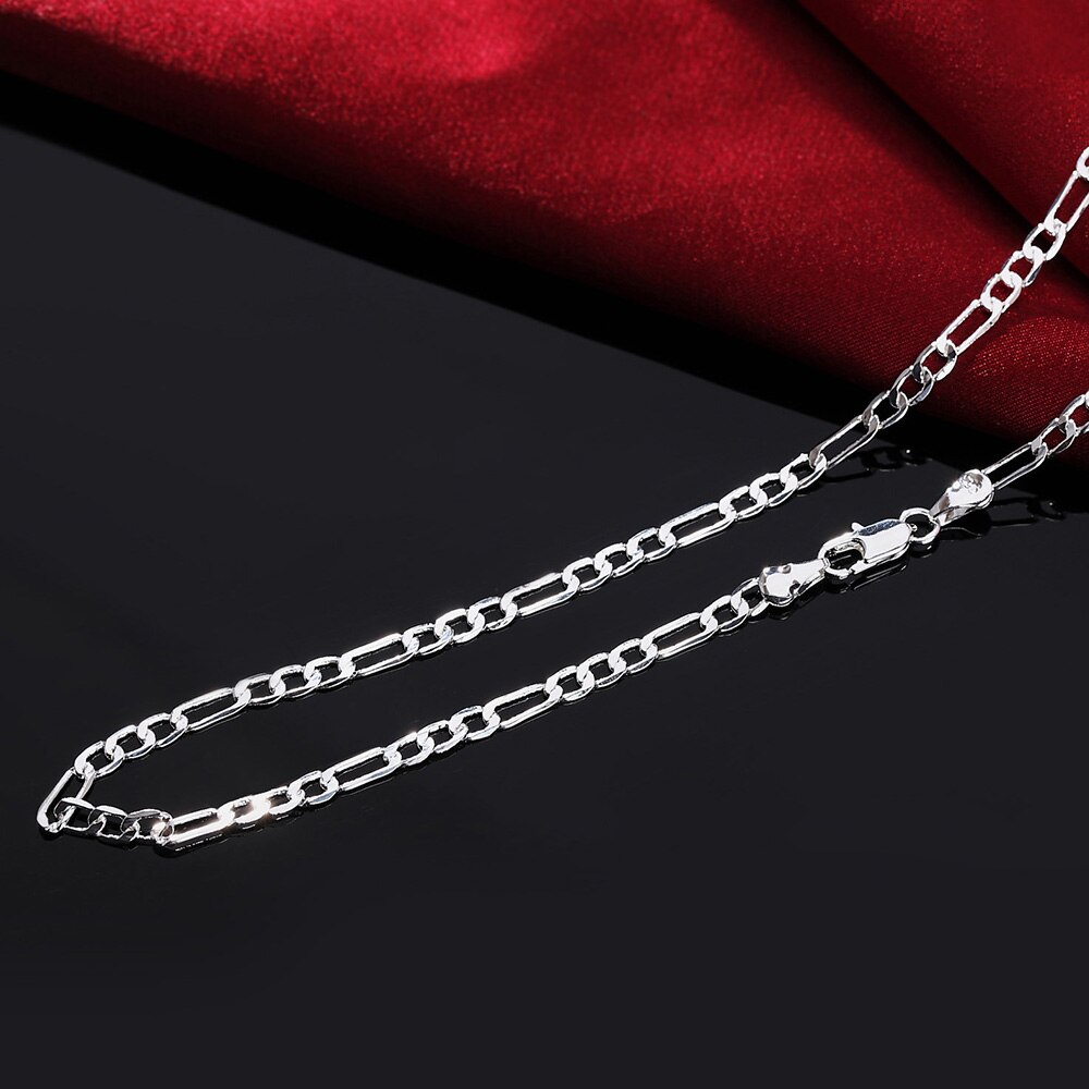 1 Pcs 4Mm Breedte 16/18/20/22/24/26/28/30 Inch Lengte figaro Ketting Ketting Sieraden Voor Vrouwen Man Trendy