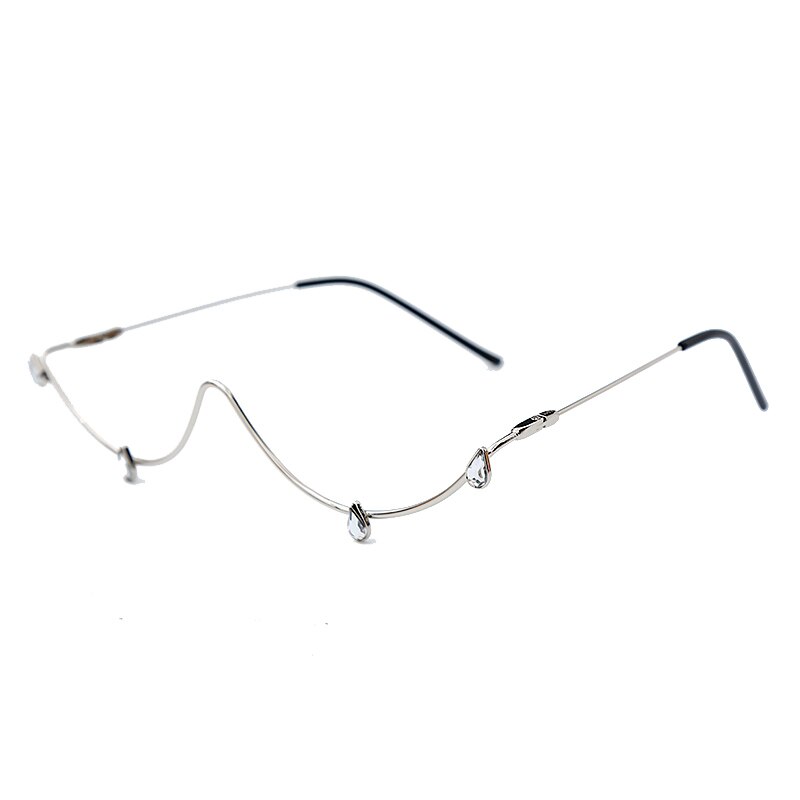 Rhinestone Glasses Frame Alloy Diamond Sunglasses Half Frame Glasses Women Luxury Crystal Water Decoration